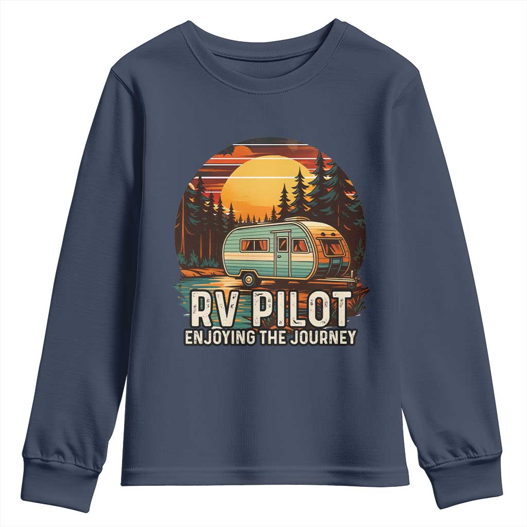 RV Pilot Enjoying The Journey Youth Sweatshirt Funny Camping Lover - Wonder Print Shop