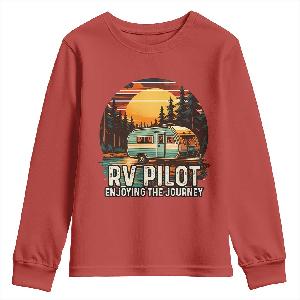 RV Pilot Enjoying The Journey Youth Sweatshirt Funny Camping Lover - Wonder Print Shop