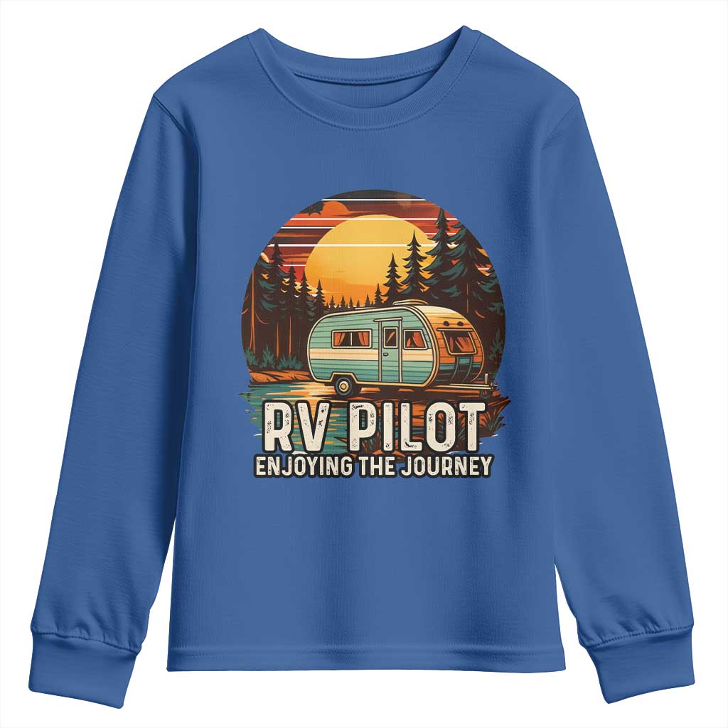 RV Pilot Enjoying The Journey Youth Sweatshirt Funny Camping Lover - Wonder Print Shop