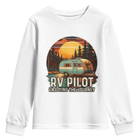 RV Pilot Enjoying The Journey Youth Sweatshirt Funny Camping Lover - Wonder Print Shop