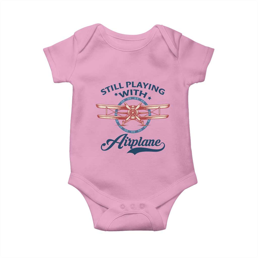 Still Playing With Airplane Baby Onesie Aviation Lover Airline Pilot - Wonder Print Shop