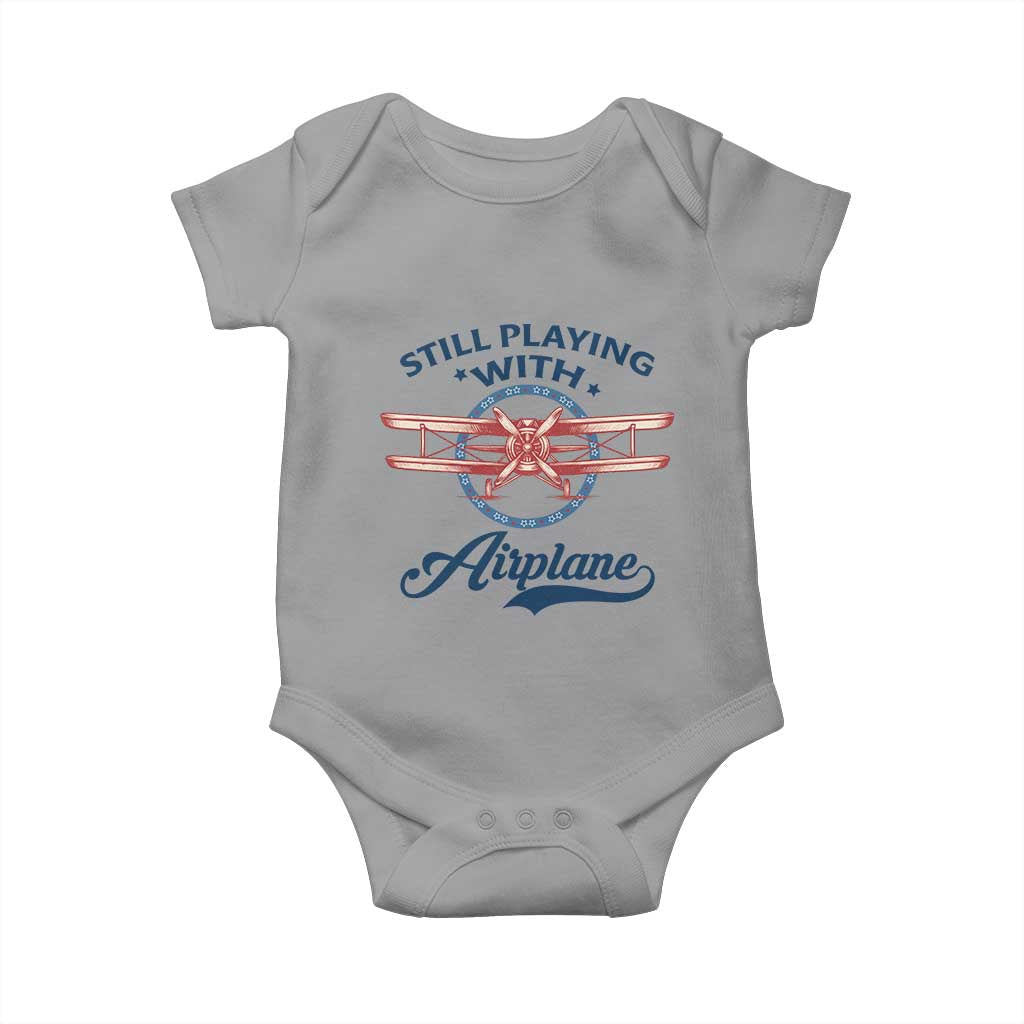 Still Playing With Airplane Baby Onesie Aviation Lover Airline Pilot - Wonder Print Shop