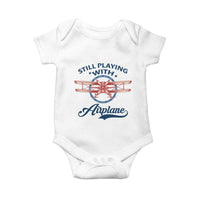 Still Playing With Airplane Baby Onesie Aviation Lover Airline Pilot - Wonder Print Shop