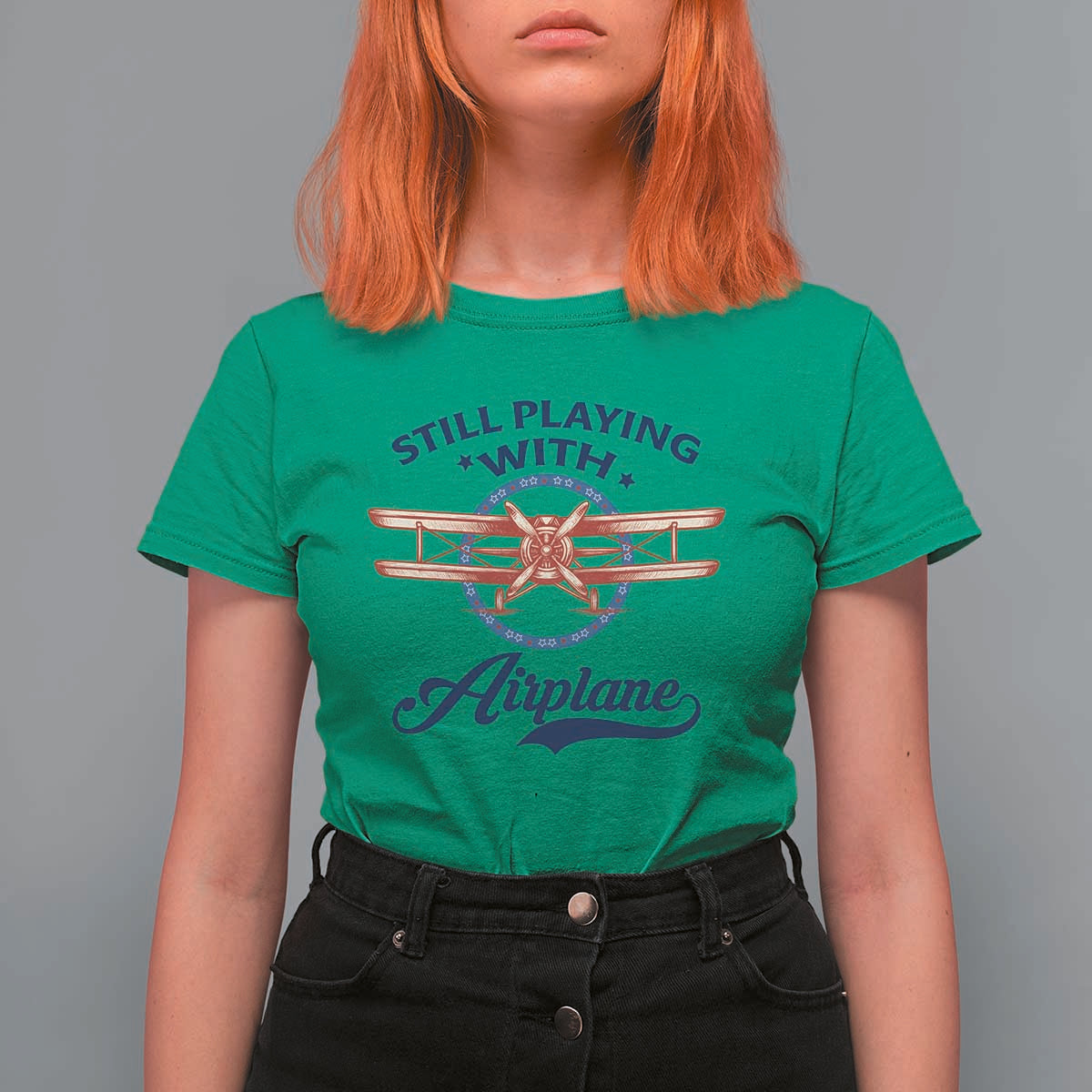 Still Playing With Airplane T Shirt For Women Aviation Lover Airline Pilot - Wonder Print Shop