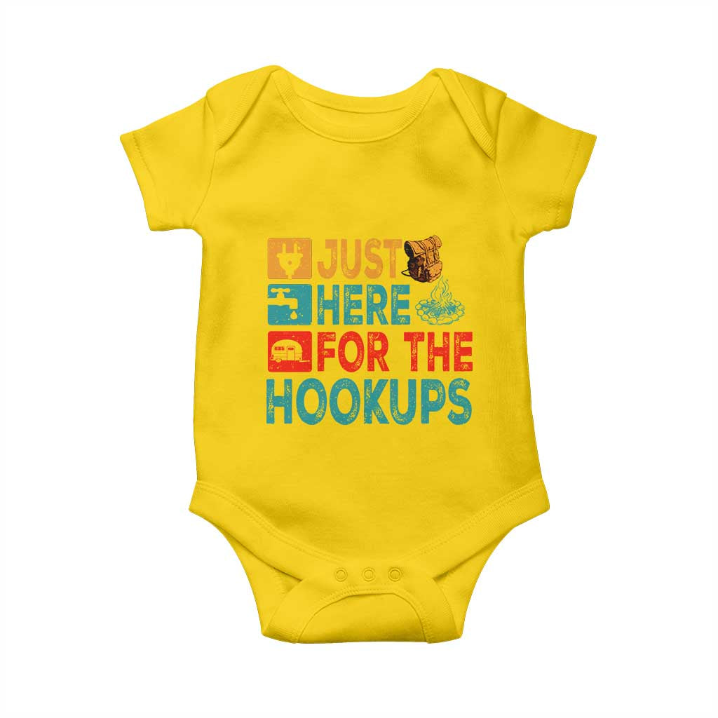 RV Camping Caravan Motorhome Baby Onesie Just Here For The Hookups - Wonder Print Shop