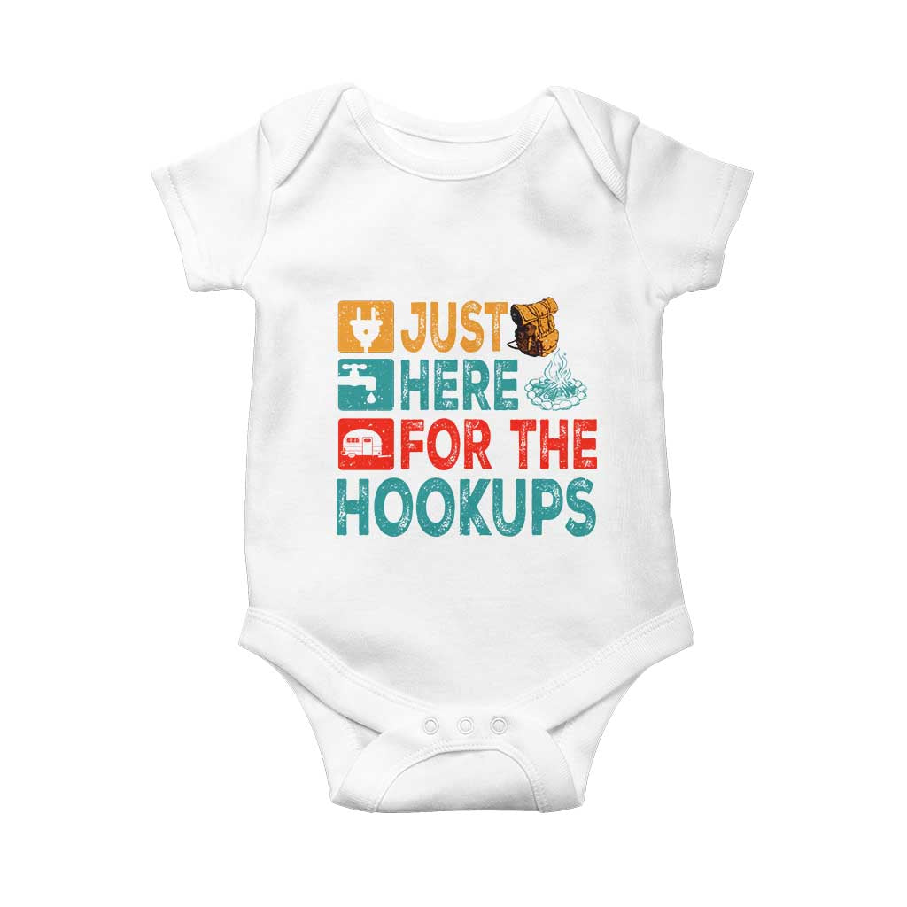 RV Camping Caravan Motorhome Baby Onesie Just Here For The Hookups - Wonder Print Shop