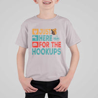 RV Camping Caravan Motorhome T Shirt For Kid Just Here For The Hookups - Wonder Print Shop