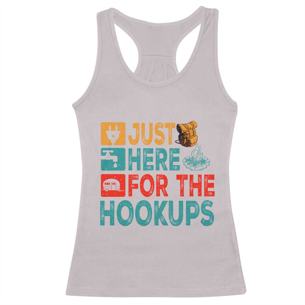 RV Camping Caravan Motorhome Racerback Tank Top Just Here For The Hookups - Wonder Print Shop