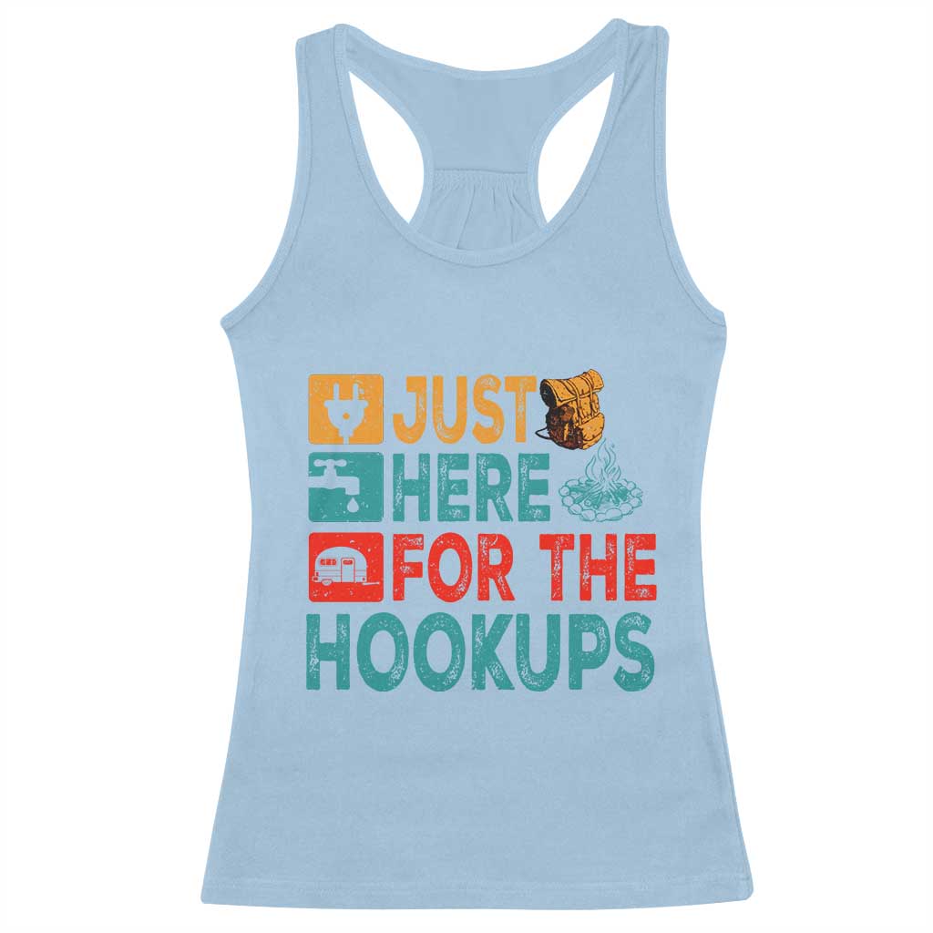 RV Camping Caravan Motorhome Racerback Tank Top Just Here For The Hookups - Wonder Print Shop