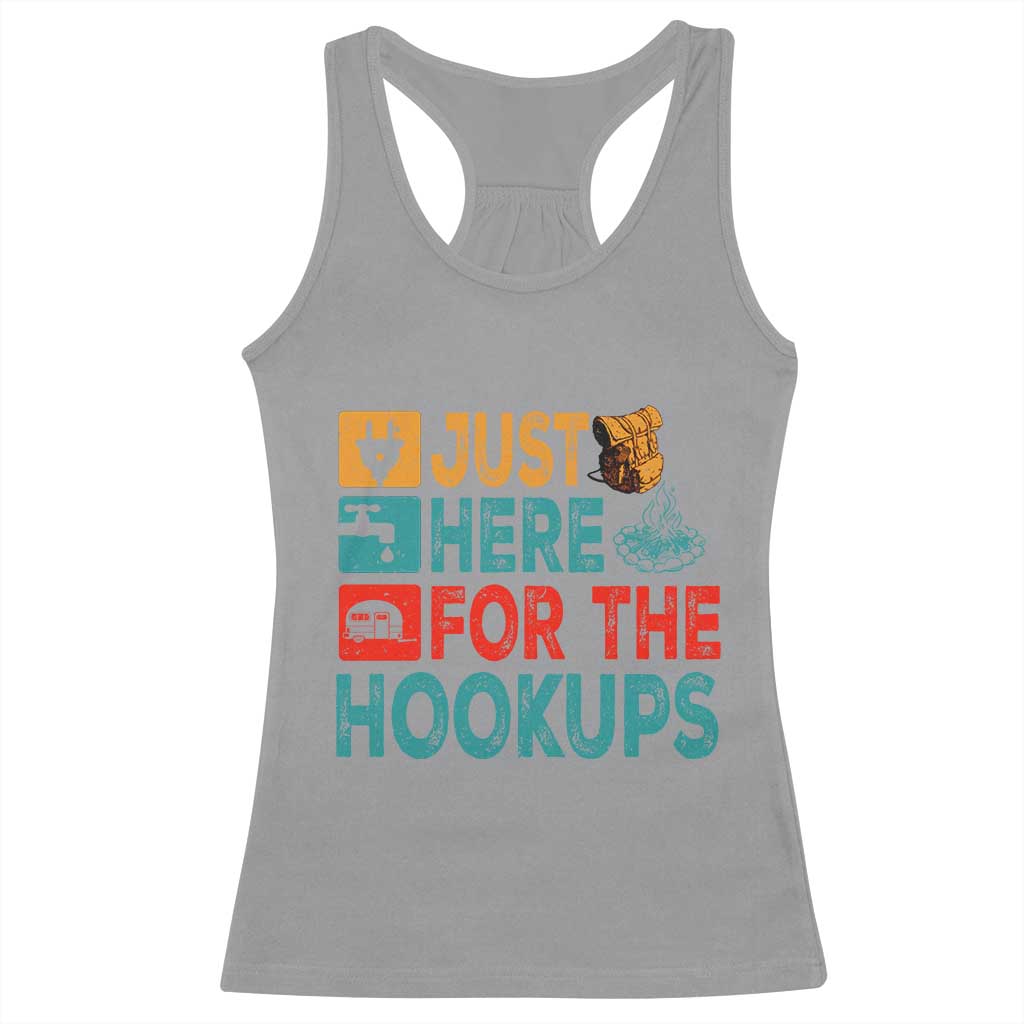 RV Camping Caravan Motorhome Racerback Tank Top Just Here For The Hookups - Wonder Print Shop