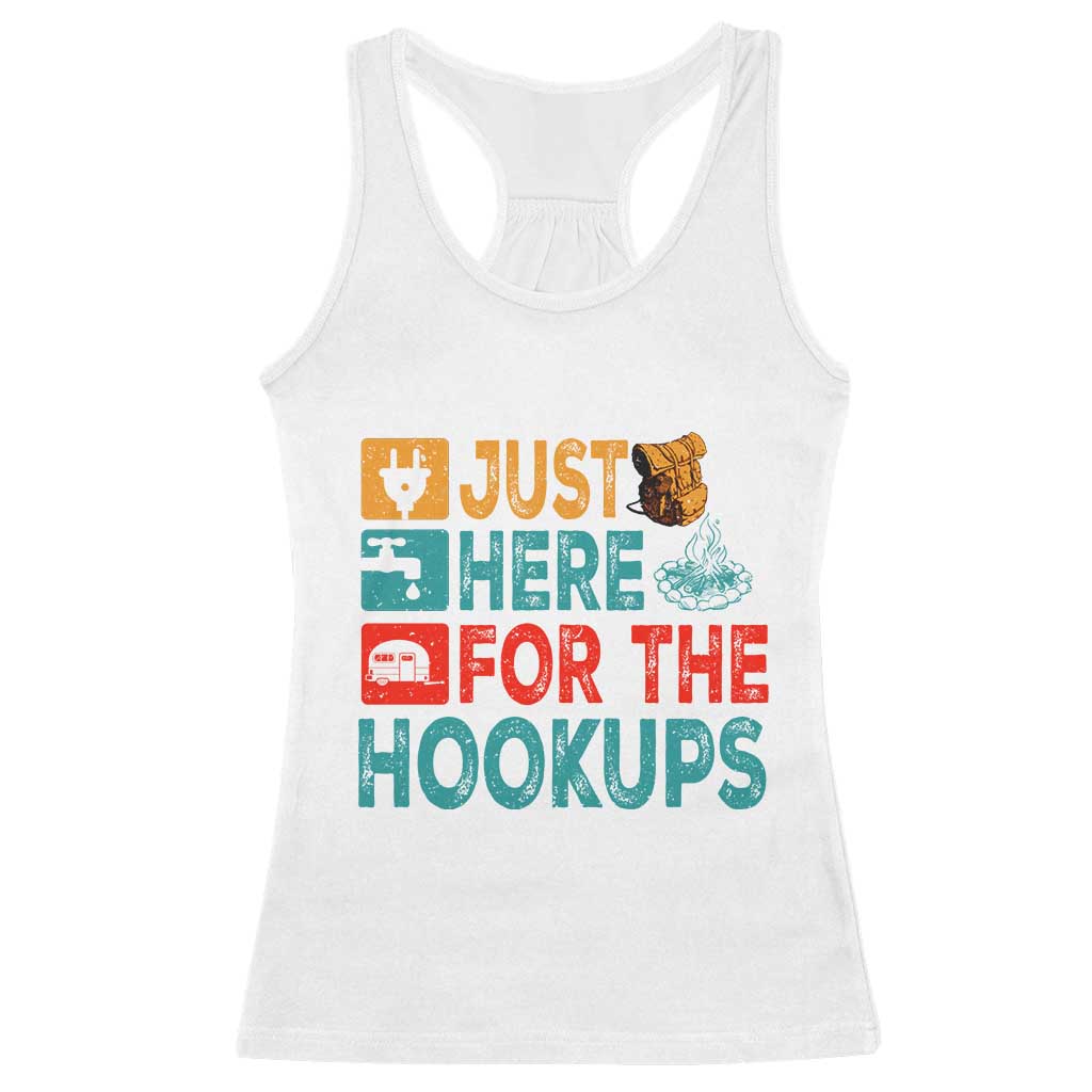RV Camping Caravan Motorhome Racerback Tank Top Just Here For The Hookups - Wonder Print Shop