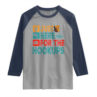 RV Camping Caravan Motorhome Raglan Shirt Just Here For The Hookups - Wonder Print Shop