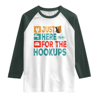 RV Camping Caravan Motorhome Raglan Shirt Just Here For The Hookups - Wonder Print Shop
