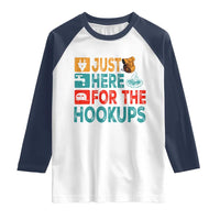 RV Camping Caravan Motorhome Raglan Shirt Just Here For The Hookups - Wonder Print Shop
