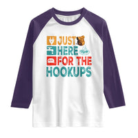 RV Camping Caravan Motorhome Raglan Shirt Just Here For The Hookups - Wonder Print Shop
