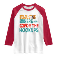 RV Camping Caravan Motorhome Raglan Shirt Just Here For The Hookups - Wonder Print Shop
