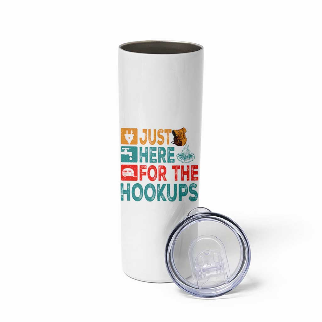 RV Camping Caravan Motorhome Skinny Tumbler Just Here For The Hookups - Wonder Print Shop