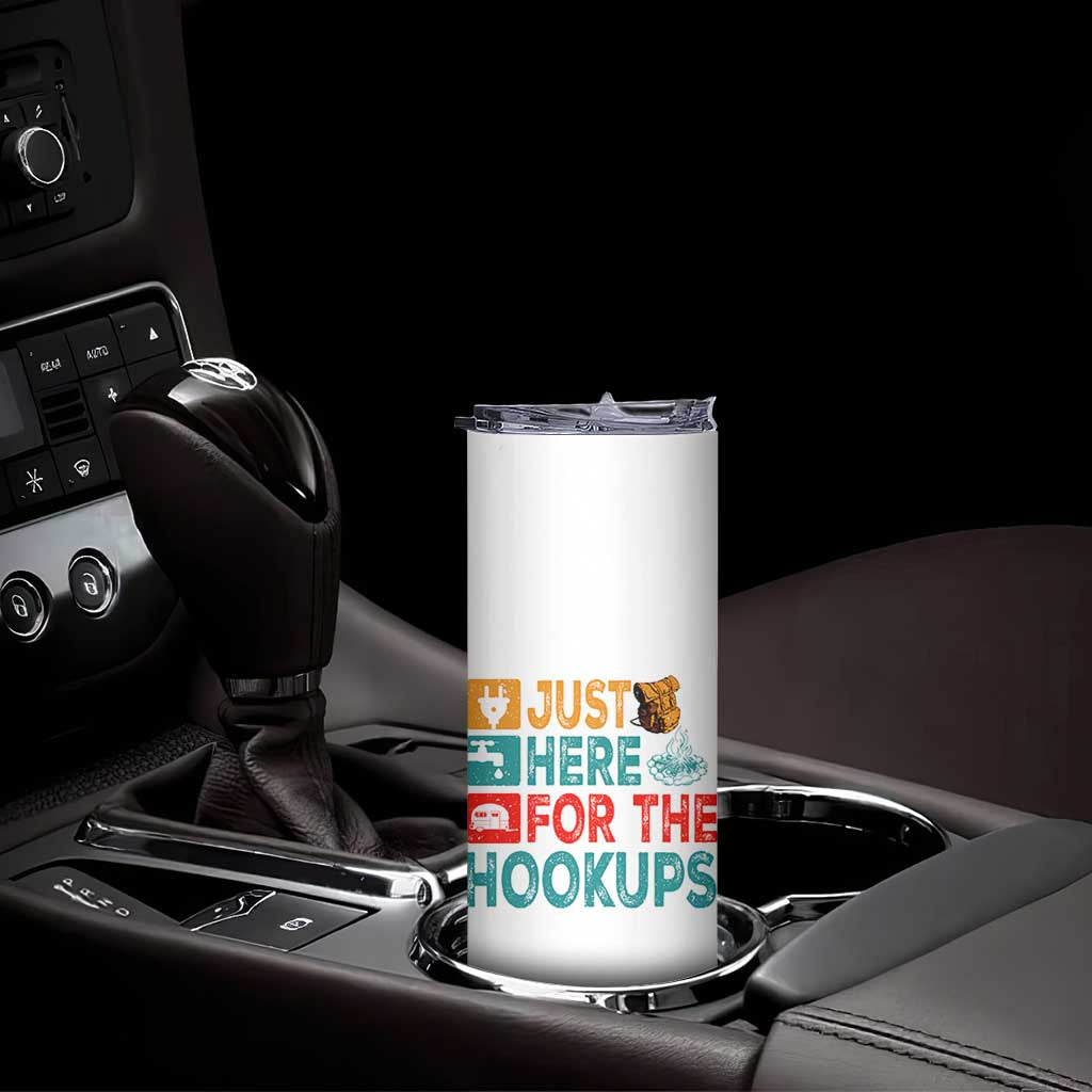 RV Camping Caravan Motorhome Skinny Tumbler Just Here For The Hookups - Wonder Print Shop