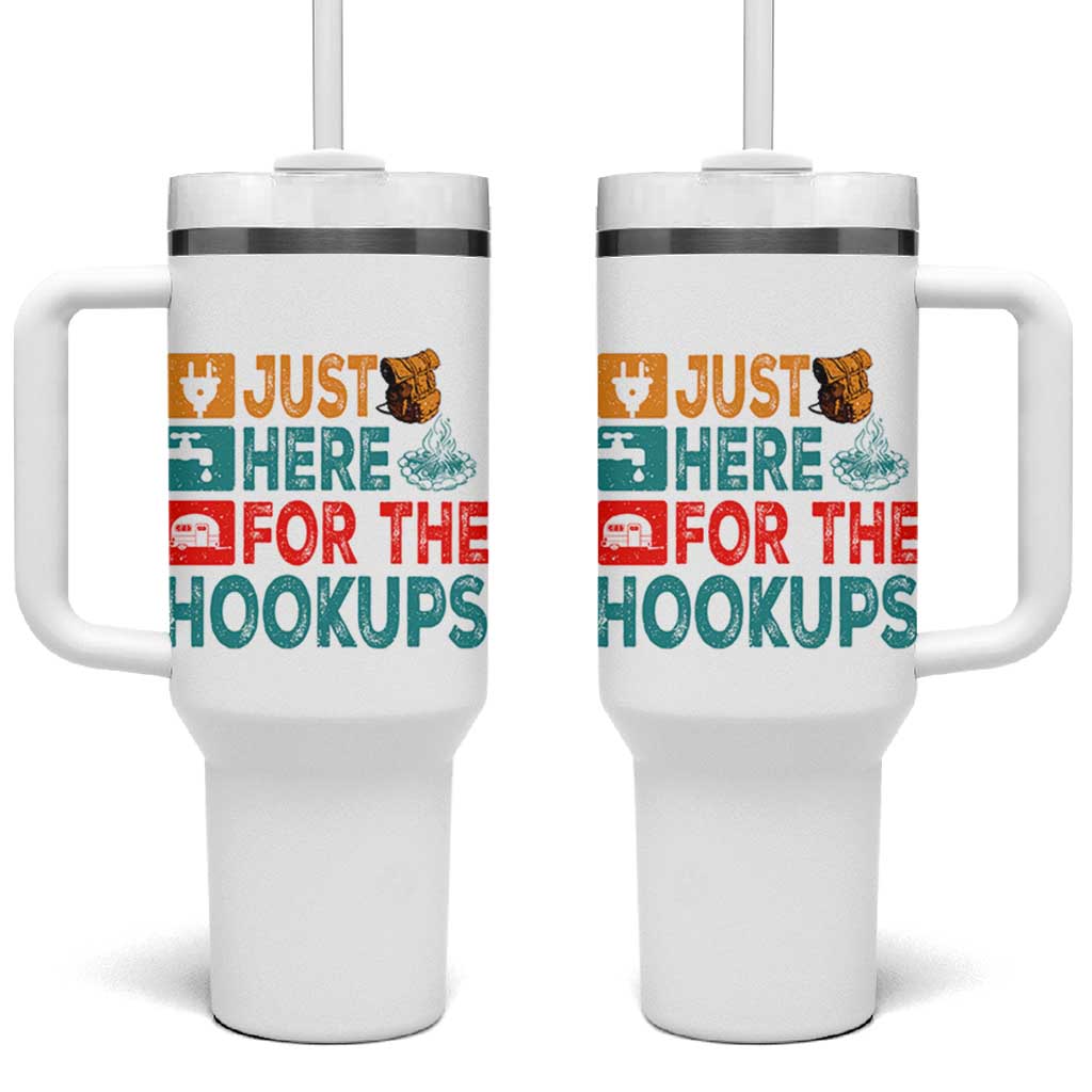 RV Camping Caravan Motorhome Tumbler With Handle Just Here For The Hookups - Wonder Print Shop