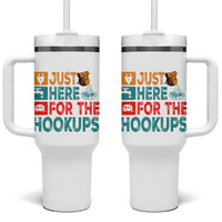 RV Camping Caravan Motorhome Tumbler With Handle Just Here For The Hookups - Wonder Print Shop