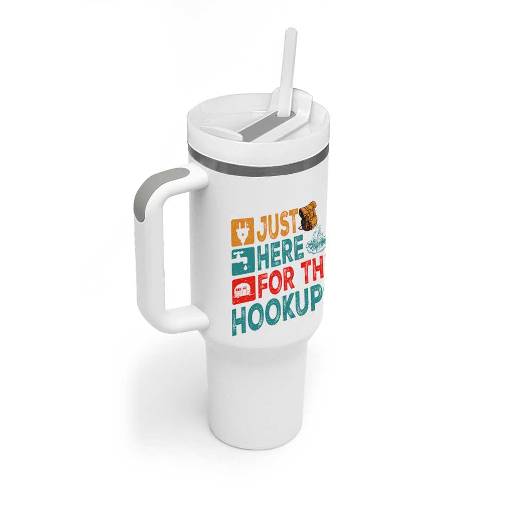 RV Camping Caravan Motorhome Tumbler With Handle Just Here For The Hookups - Wonder Print Shop
