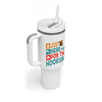 RV Camping Caravan Motorhome Tumbler With Handle Just Here For The Hookups - Wonder Print Shop