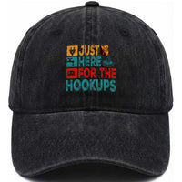 RV Camping Caravan Motorhome Washed Cotton Baseball Cap Just Here For The Hookups