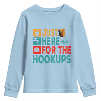 RV Camping Caravan Motorhome Youth Sweatshirt Just Here For The Hookups - Wonder Print Shop