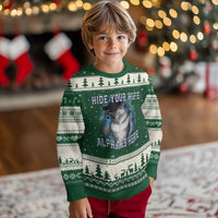 Hide Your Wife The Alpha Is Here Ugly Christmas Sweater Funny Sarcastic Cringe Werewolf Meme