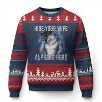 Hide Your Wife The Alpha Is Here Ugly Christmas Sweater Funny Sarcastic Cringe Werewolf Meme