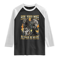 Hide Your Wife The Alpha is Here Raglan Shirt Cringe Werewolf Alpha Meme Humor