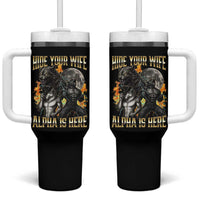 Hide Your Wife The Alpha is Here Tumbler With Handle Cringe Werewolf Alpha Meme Humor