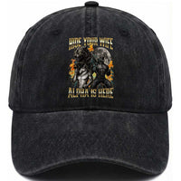 Hide Your Wife The Alpha is Here Washed Cotton Baseball Cap Cringe Werewolf Alpha Meme Humor