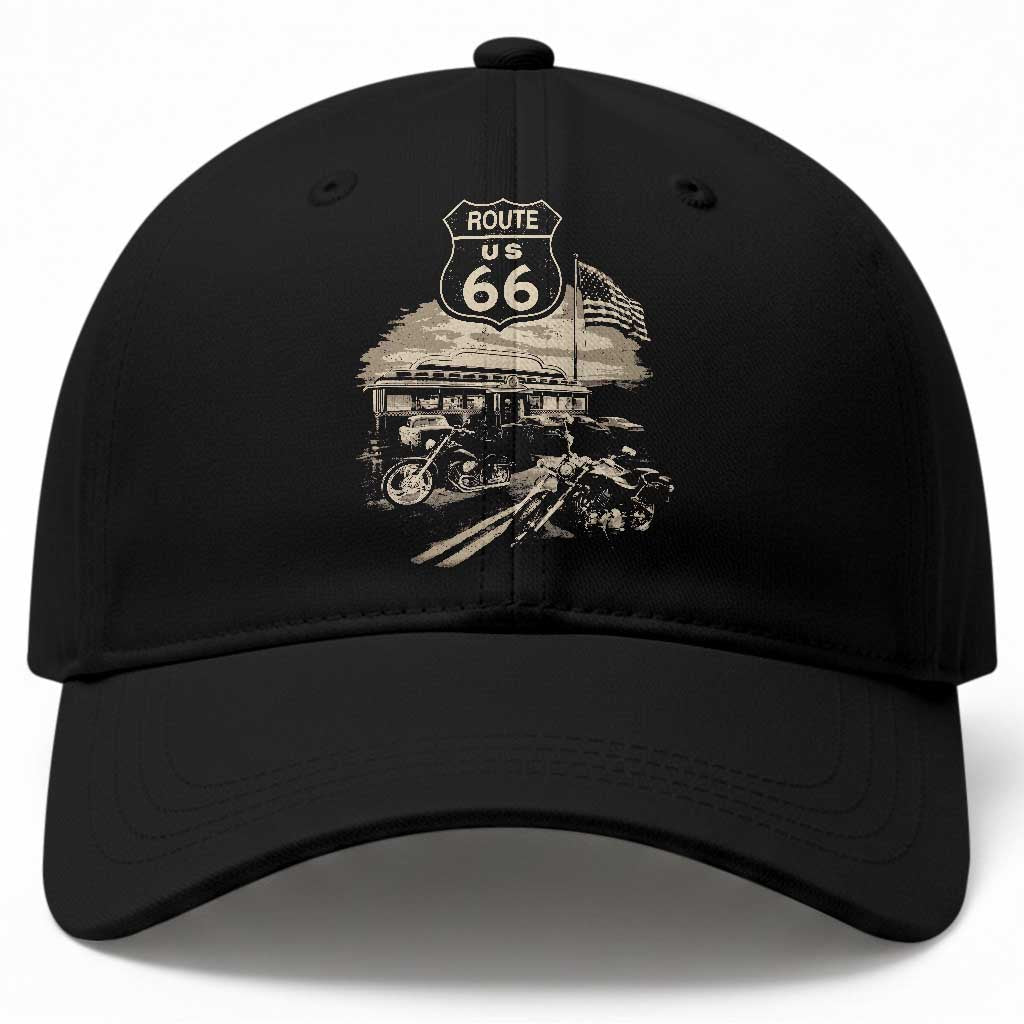 Route Highway 66 100 Year Centennial Motorcycle Americana Road Sign Baseball Cap