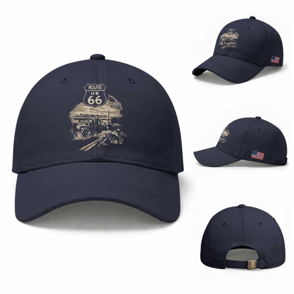 Route Highway 66 100 Year Centennial Motorcycle Americana Road Sign Baseball Cap