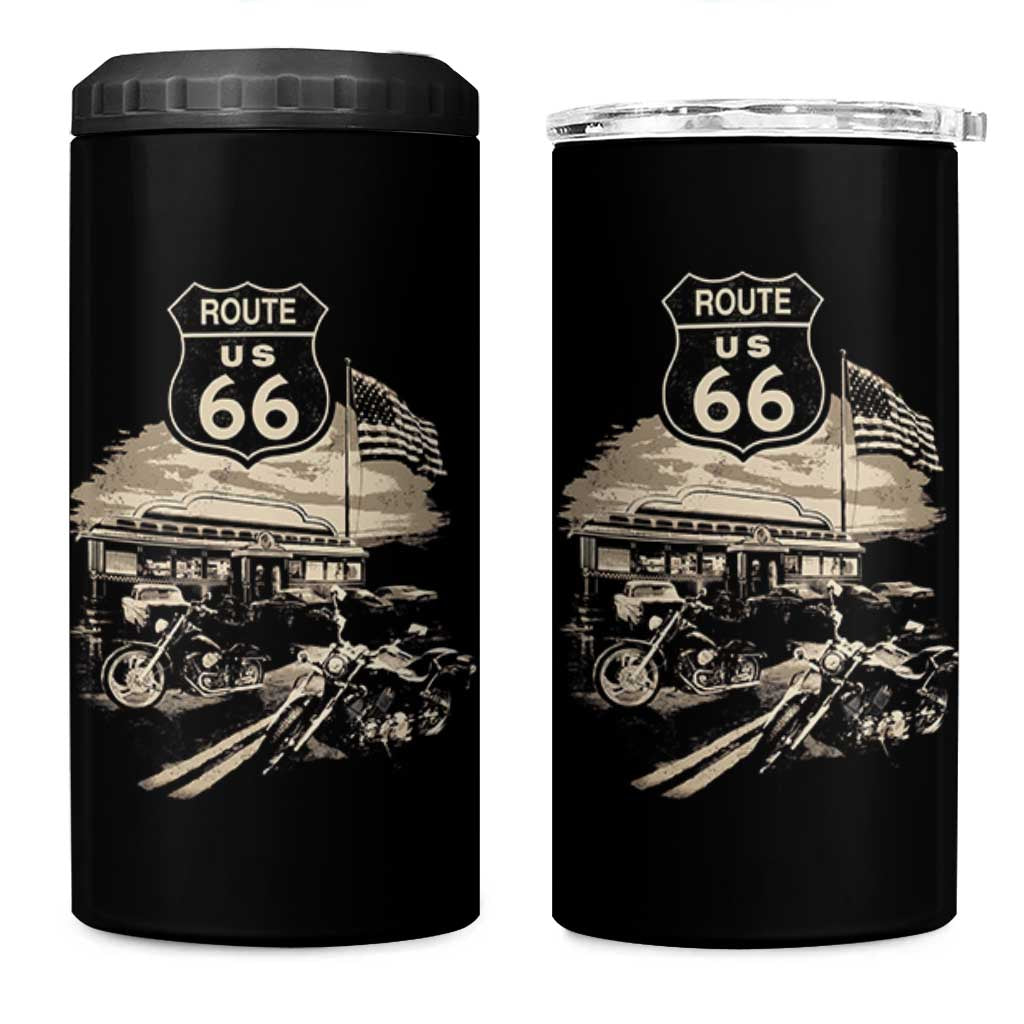 Route Highway 66 100 Year Centennial Motorcycle Americana Road Sign 4 in 1 Can Cooler Tumbler