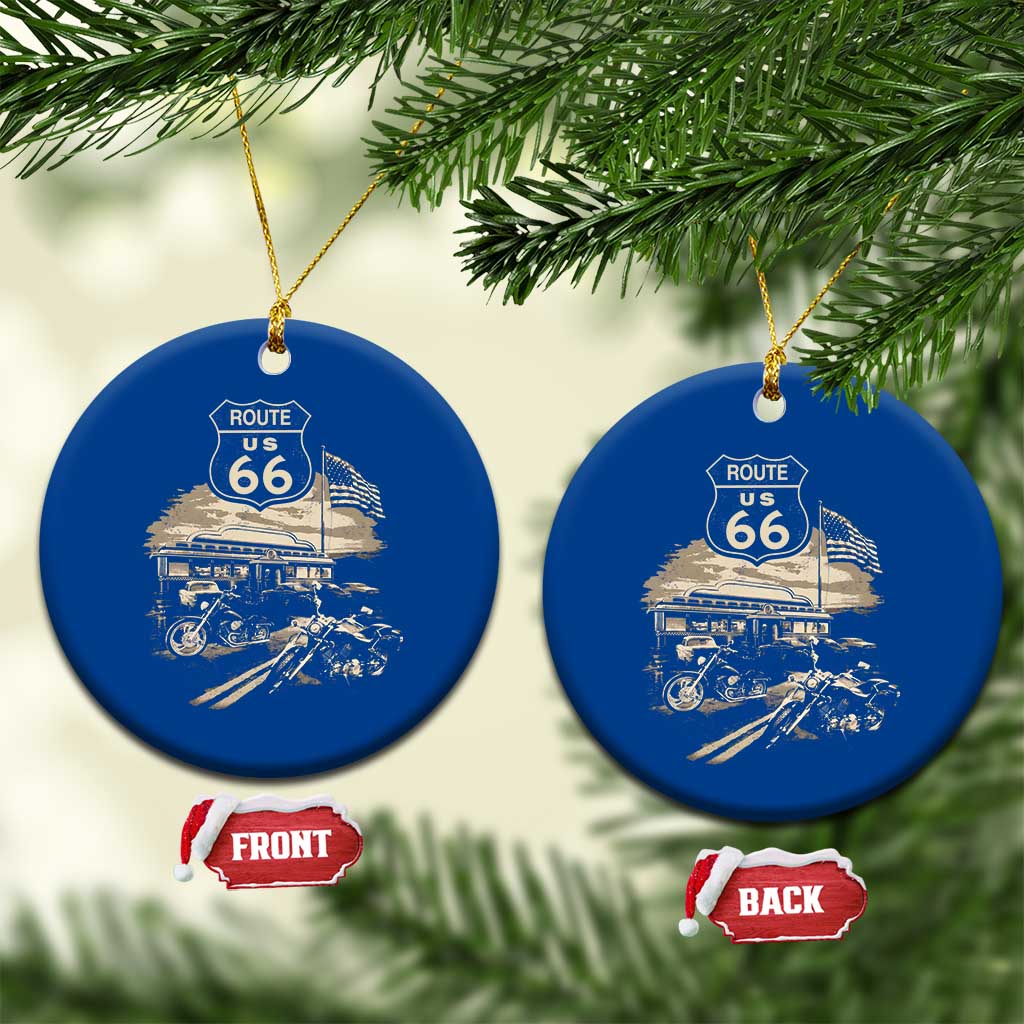 Route Highway 66 100 Year Centennial Motorcycle Americana Road Sign Ceramic Ornament