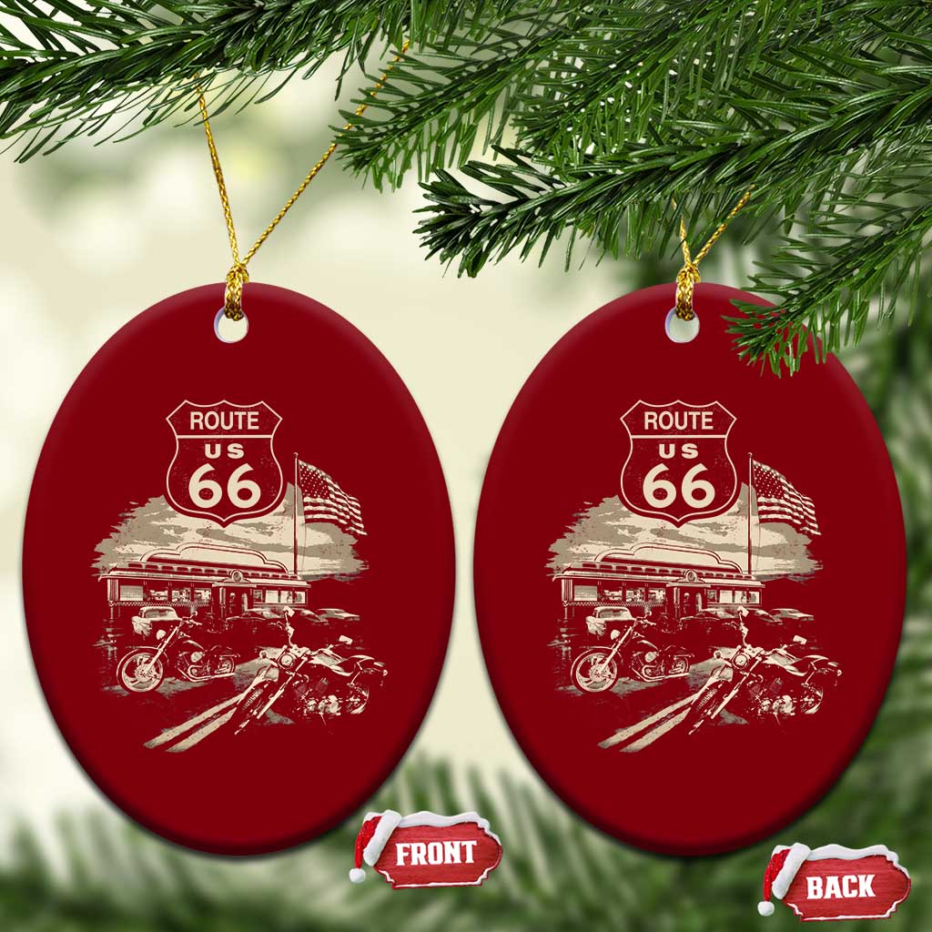 Route Highway 66 100 Year Centennial Motorcycle Americana Road Sign Ceramic Ornament