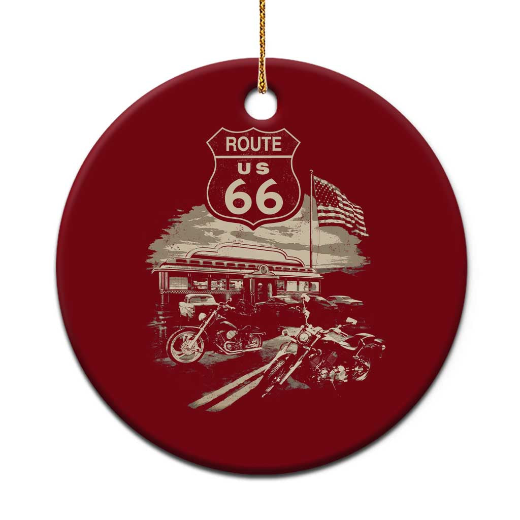 Route Highway 66 100 Year Centennial Motorcycle Americana Road Sign Ceramic Ornament