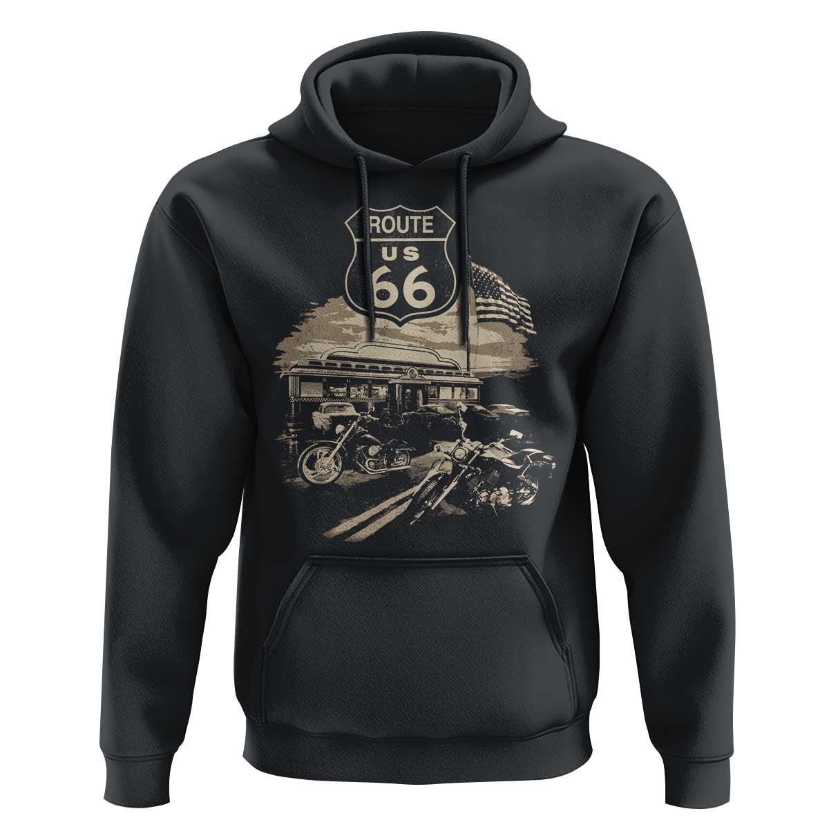 Route Highway 66 100 Year Centennial Motorcycle Americana Road Sign Hoodie