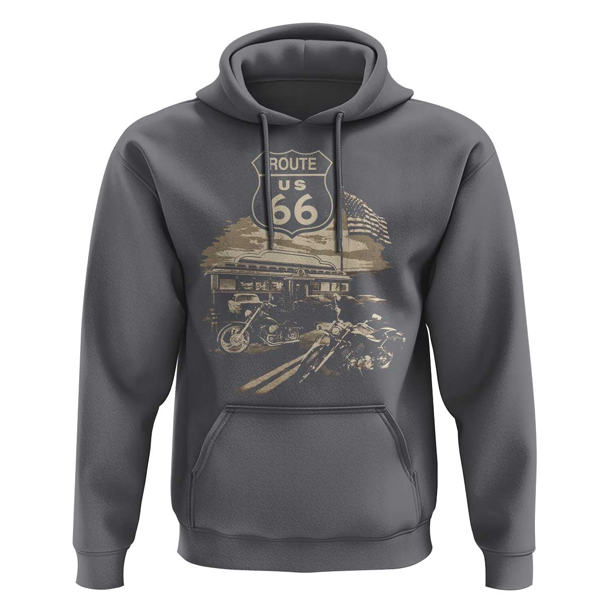 Route Highway 66 100 Year Centennial Motorcycle Americana Road Sign Hoodie
