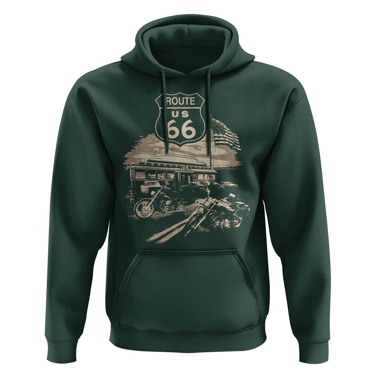 Route Highway 66 100 Year Centennial Motorcycle Americana Road Sign Hoodie