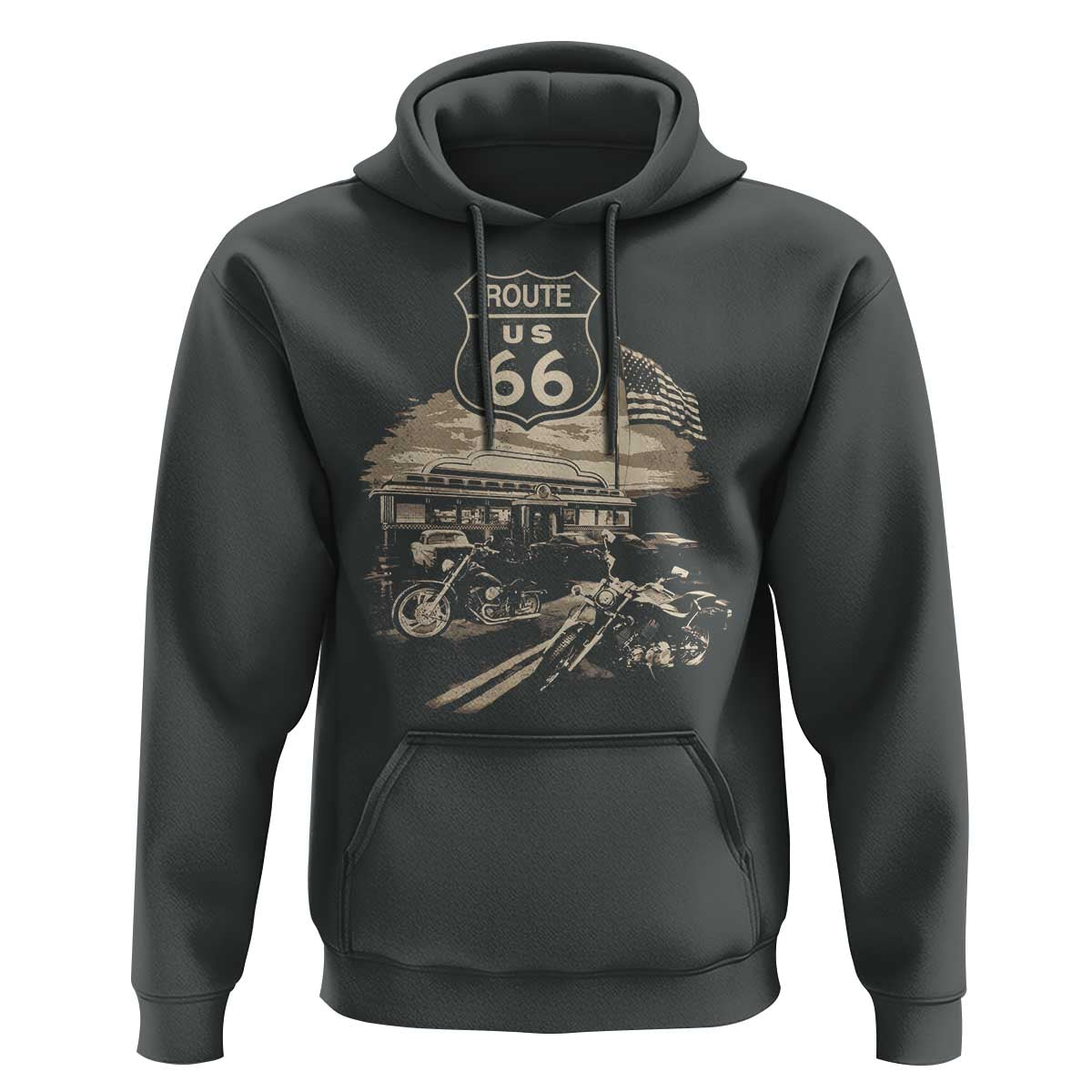Route Highway 66 100 Year Centennial Motorcycle Americana Road Sign Hoodie