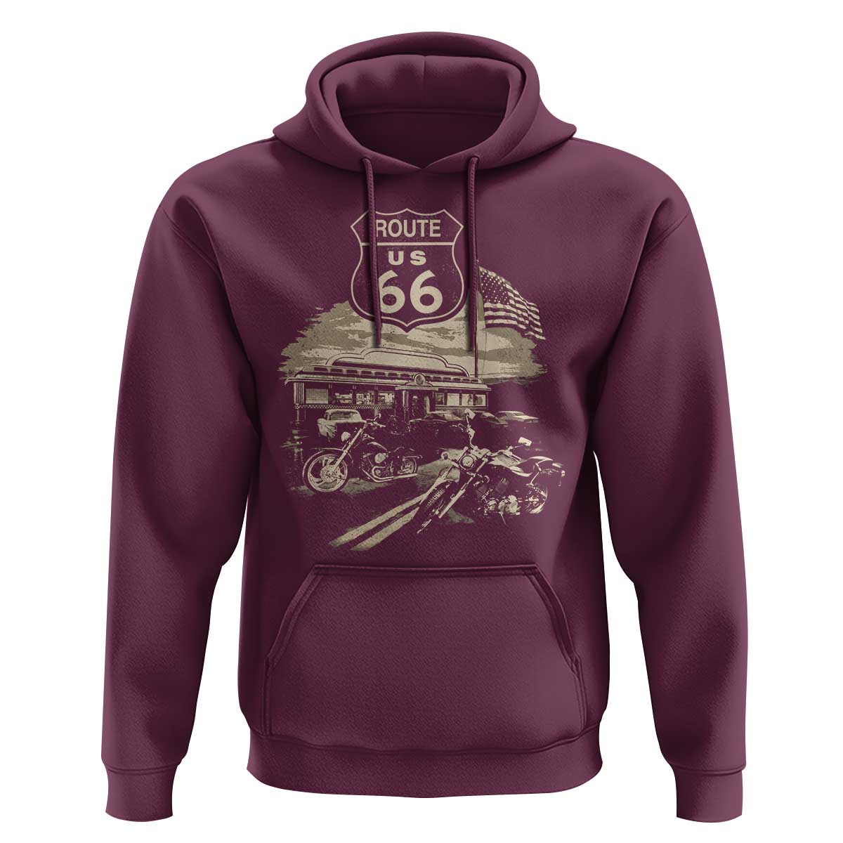 Route Highway 66 100 Year Centennial Motorcycle Americana Road Sign Hoodie