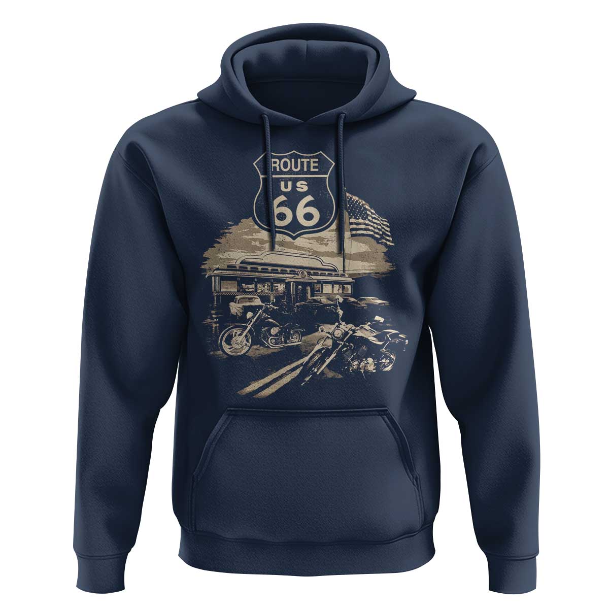 Route Highway 66 100 Year Centennial Motorcycle Americana Road Sign Hoodie