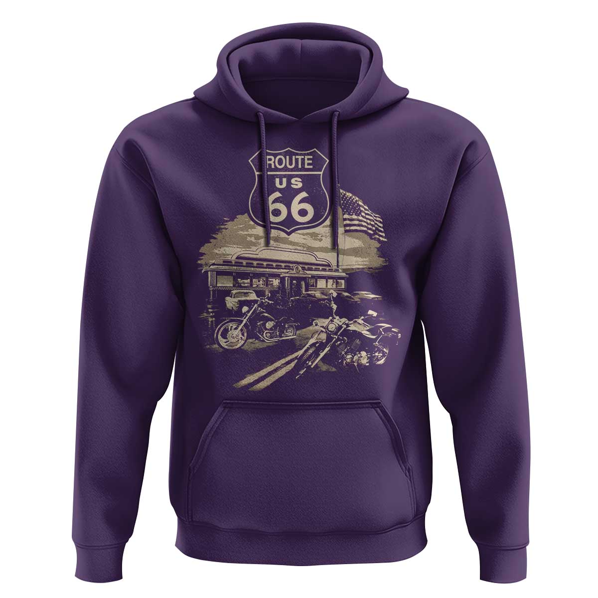 Route Highway 66 100 Year Centennial Motorcycle Americana Road Sign Hoodie