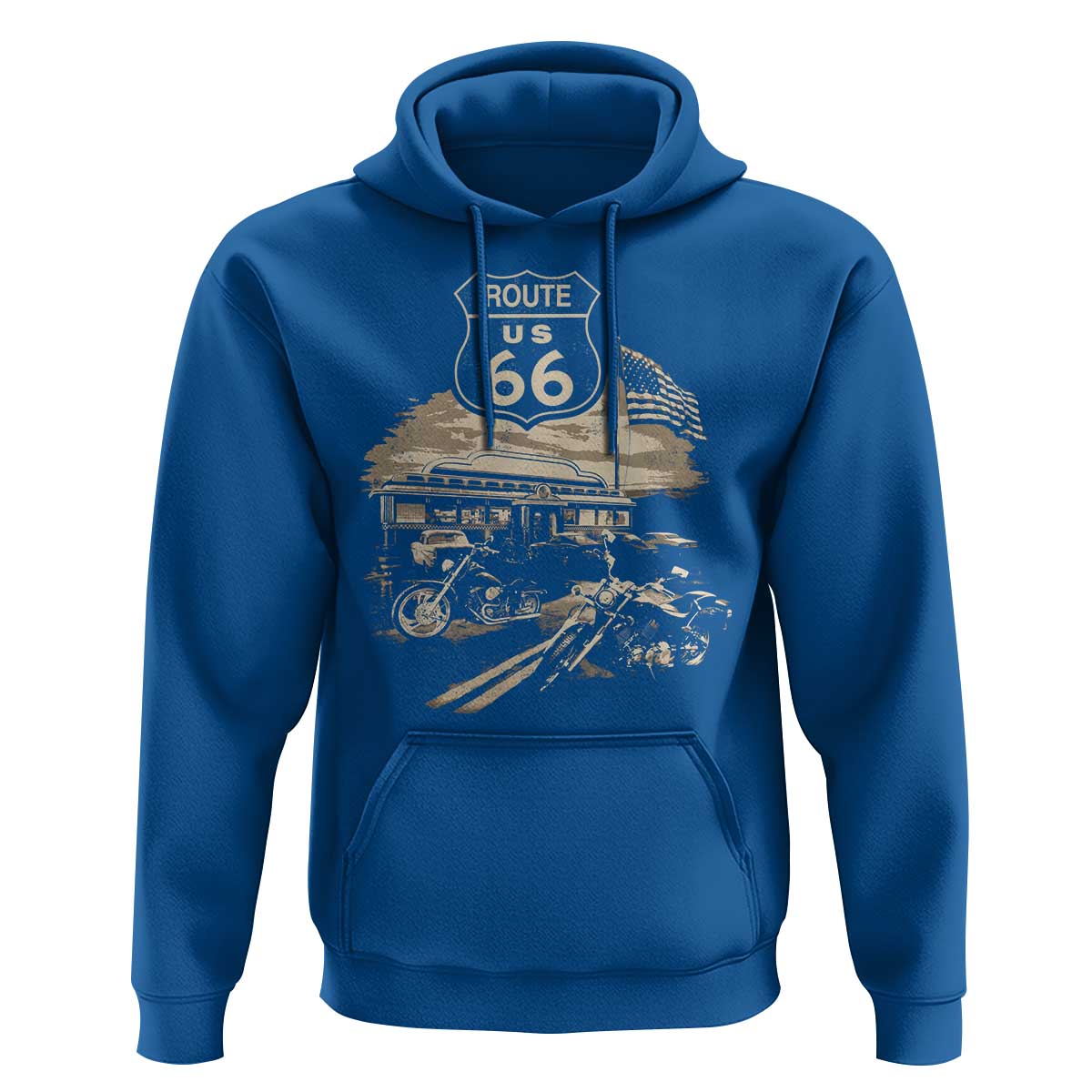 Route Highway 66 100 Year Centennial Motorcycle Americana Road Sign Hoodie