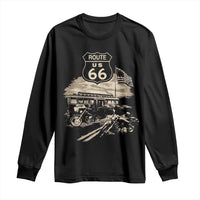 Route Highway 66 100 Year Centennial Motorcycle Americana Road Sign Long Sleeve Shirt