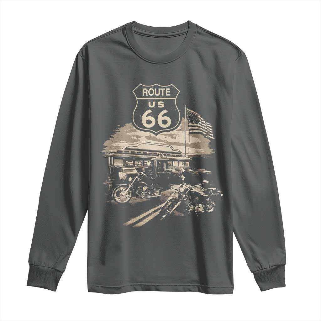 Route Highway 66 100 Year Centennial Motorcycle Americana Road Sign Long Sleeve Shirt