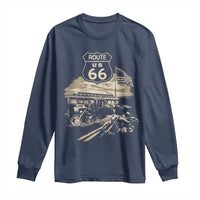 Route Highway 66 100 Year Centennial Motorcycle Americana Road Sign Long Sleeve Shirt